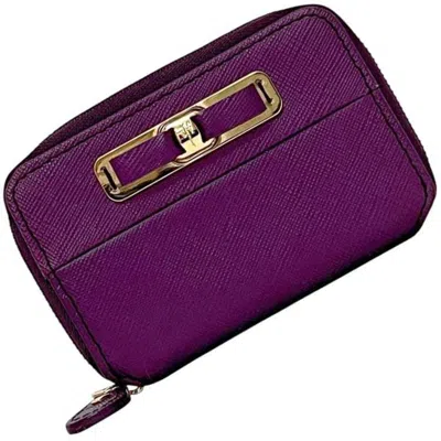 Pre-owned Ferragamo Salvatore  Purple Leather Coin Purse/coin Case ()