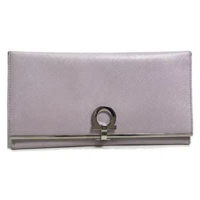 Pre-owned Ferragamo Salvatore  Purple Leather Long Wallet (bi-fold) ()