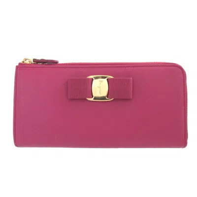 Pre-owned Ferragamo Salvatore  Purple Leather Long Wallet (bi-fold) ()
