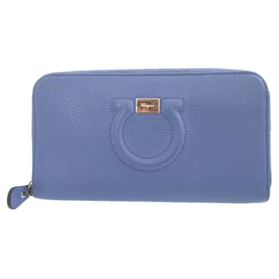 Pre-owned Ferragamo Salvatore  Purple Leather Long Wallet (bi-fold) ()