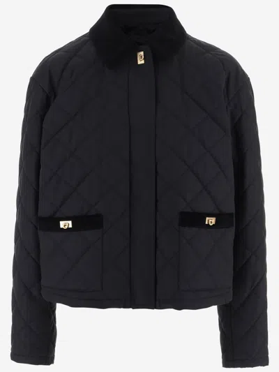 Ferragamo Salvatore  Quilted Cotton Blend Jacket In Black