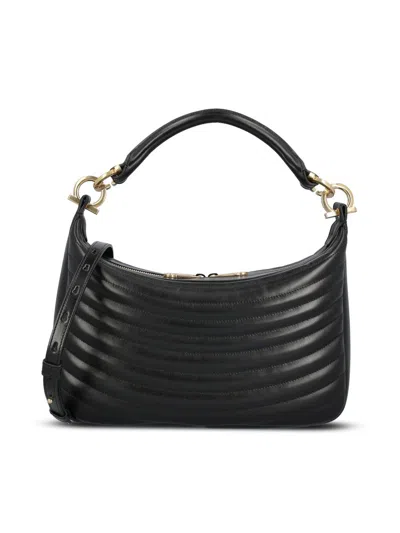 Ferragamo Medium Quilted Leather Shoulder Bag In Black