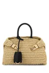 Ferragamo Raffia Mini Hug Handbag In Brown