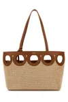 Ferragamo Circular Cutout Woven Raffia Shoulder Bag In Brown