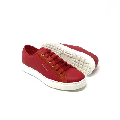 Pre-owned Ferragamo Salvatore  Ramblas Red Leather Sneaker Shoe Sizes 7-10.5