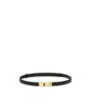 Ferragamo Salvatore  Rectangular Buckled Thin Belt In Black
