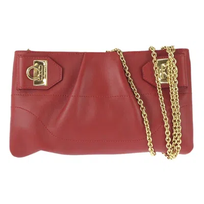 Pre-owned Ferragamo Salvatore  Red Color Leather Clutch Bag Shoulder Bag ()