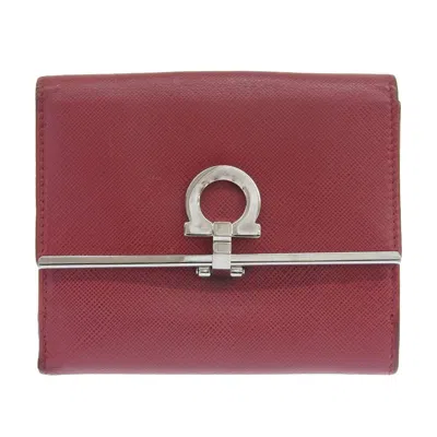 Pre-owned Ferragamo Salvatore  Red Color Leather Wallet (bi-fold) ()