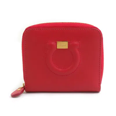 Pre-owned Ferragamo Salvatore  Red Color Leather Wallet (bi-fold) ()