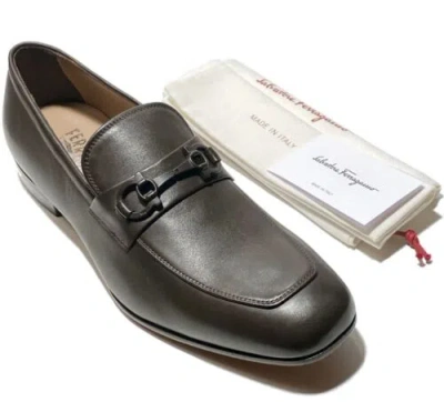 Pre-owned Ferragamo Salvatore  Reno Brown Leather Men Loafers Shoes 12 E