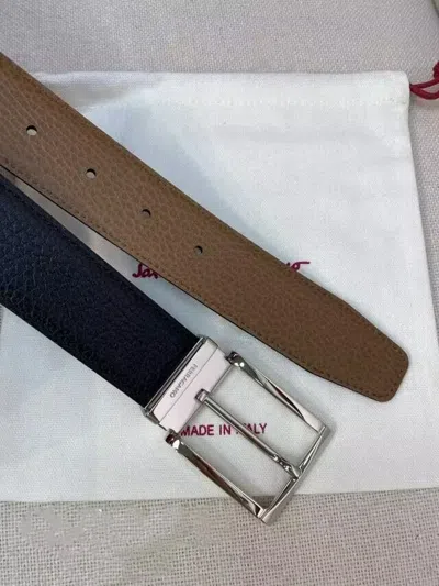 Pre-owned Ferragamo Salvatore  Reversible Adjustable Black/brown Leather Gaici Belt