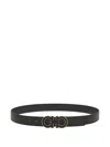Ferragamo Reversible And Adjustable Double Gancini Belt In Black