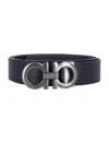 Ferragamo Reversible And Adjustable Gancini Belt In Black