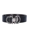 Ferragamo Reversible And Adjustable Gancini Belt In Black