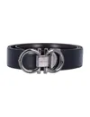 Ferragamo Reversible And Adjustable Gancini Belt In Black