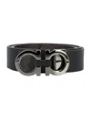 Ferragamo Reversible And Adjustable Gancini Belt In Black