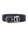 Ferragamo Reversible And Adjustable Gancini Belt In Black