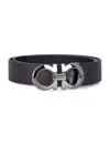 Ferragamo Reversible And Adjustable Gancini Belt In Burgundy