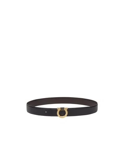 Ferragamo Salvatore  Reversible Gancini Belt In Black