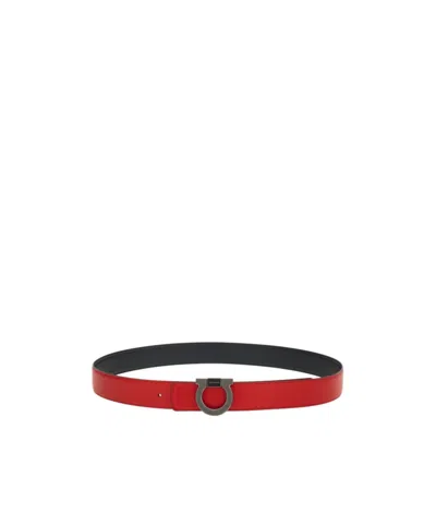 Ferragamo Salvatore  Reversible Gancini Belt In Red
