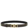 Ferragamo Salvatore  Reversible Gancini Belt With Double Buckle In Gray