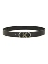Ferragamo Adjustable Textured Leather Belt In Black