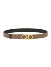Ferragamo Adjustable Reversible Belt Gold-tone Buckle In Brown