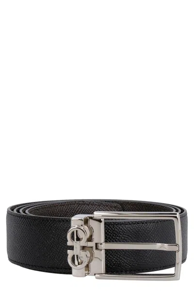 Ferragamo Reversible Leather Belt In Black