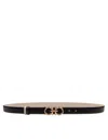 Ferragamo Reversible And Adjustable Gancini Belt In Leather In Black