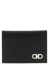 Ferragamo Compact Textured Leather Wallets In Black