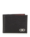 Ferragamo Salvatore  Men's Revival Leather Bifold Wallet In Black/red