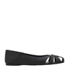Ferragamo Gancini Ornament Flat Ballerina Shoes In Black