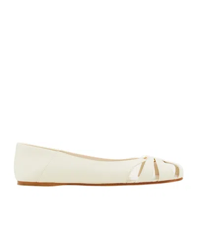 Ferragamo Salvatore  Round Toe Slip-on Flat Shoes In White
