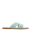 Ferragamo Laurene Logo Cotton Flat Sandals In Green