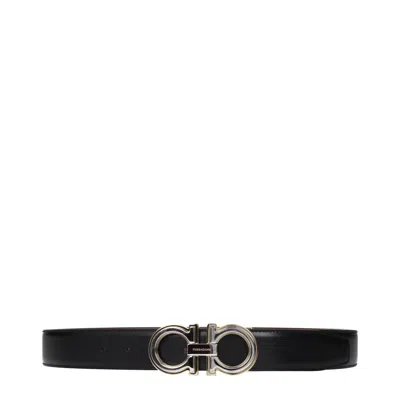 FERRAGAMO SALVATORE FERRAGAMO MEN'S BELT LEATHER BLACK/COCOA