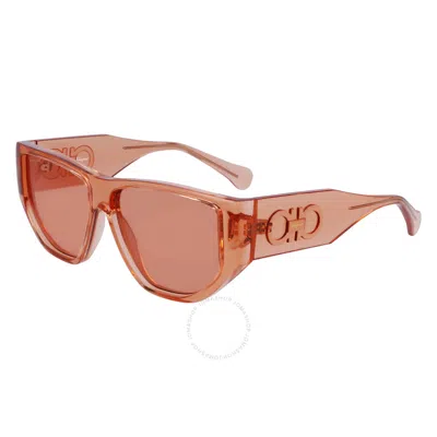 Ferragamo Salvatore  Salmon Geometric Unisex Sunglasses Sf1077s 838 56 In Pink