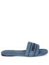 Ferragamo Slider Sandals Featuring A Denim Strap In Blue