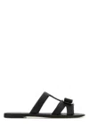 Ferragamo Lilou Vara Plate Flat Slides In Black