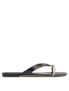 Ferragamo Black Leather Sandals With Thong Strap In Burgundy