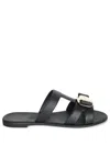 Ferragamo Leather Sandals Bow Detail Metallic Accent In Black