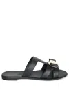 Ferragamo Leather Sandals Bow Detail Metallic Accent In Black