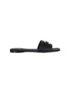 Ferragamo Square Lambskin Sandals Gold-tone Hardware In Black