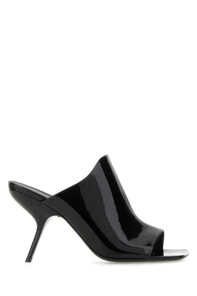 Ferragamo Back Leather Slide Mules In Black