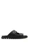 Ferragamo Gancini Leather Sandals In Black