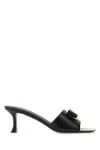 Ferragamo Zelie 55 Vara Plate Leather Sandals In Black Black