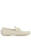 Ferragamo Stylish Round Toe Leather Loafers In Multicolor