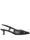 Ferragamo Klizia 40 Vara Plate Slingback Mesh Pumps In Nero/gros