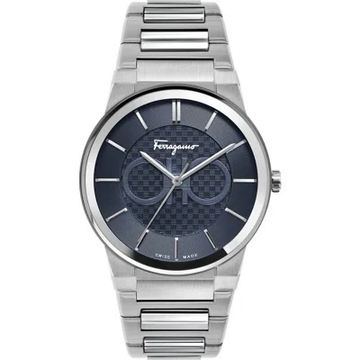 Ferragamo Salvatore  Sapphire Bracelet Watch, 41mm In Silver/blue/silver