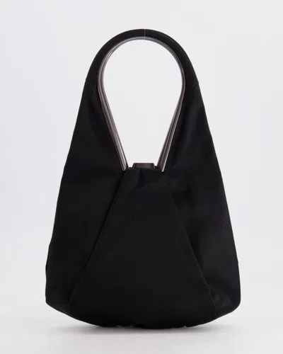 Ferragamo Salvatore  Satin Top Handle Bag In Black