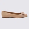 Ferragamo Round Toe Patent Finish Ballerina Shoes In Neutral